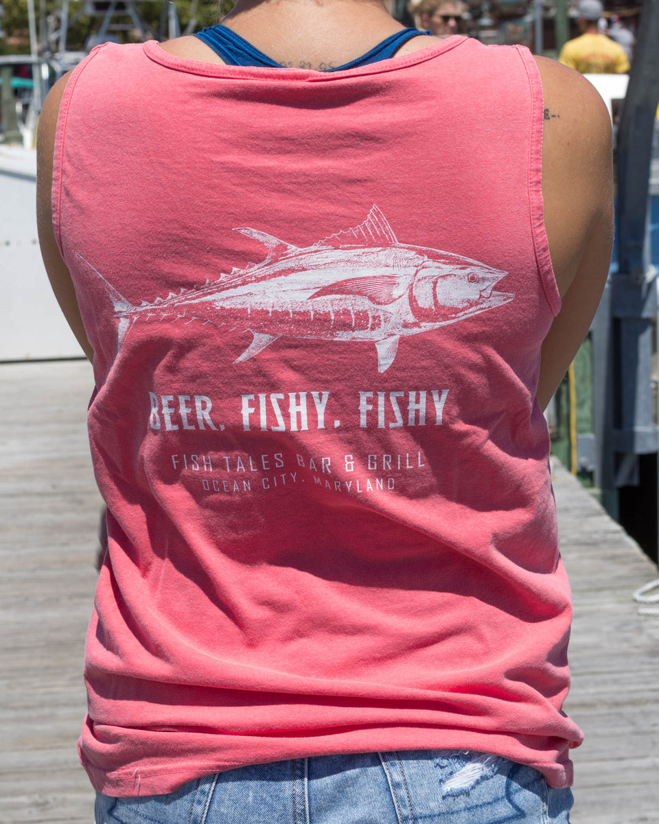 Beer Fish Funny Fishing Drinking Outdoors Casual Tank Tops Tee