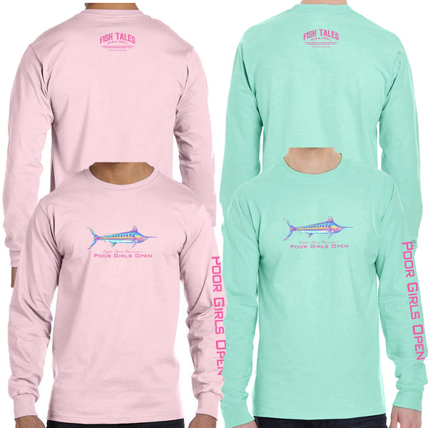 Poor Girls Open Marlin Long Sleeve - Fish Tales, Ocean City, MD's best waterfront restaurant and bar.  Coastal Apparel relaxed for the best of beach lovers.