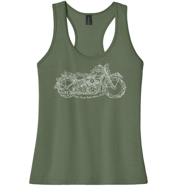 2026 Ladies Flowered Bike Racerback Tank