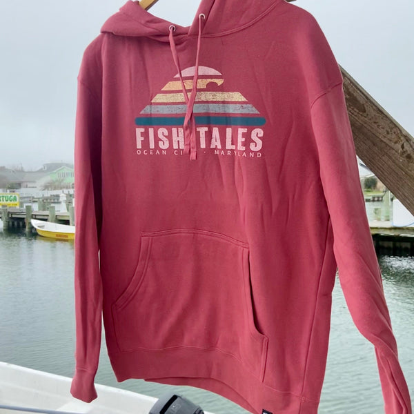 Wave Hoodie - Fish Tales, Ocean City, MD's best waterfront restaurant and bar.  Coastal Apparel relaxed for the best of beach lovers.